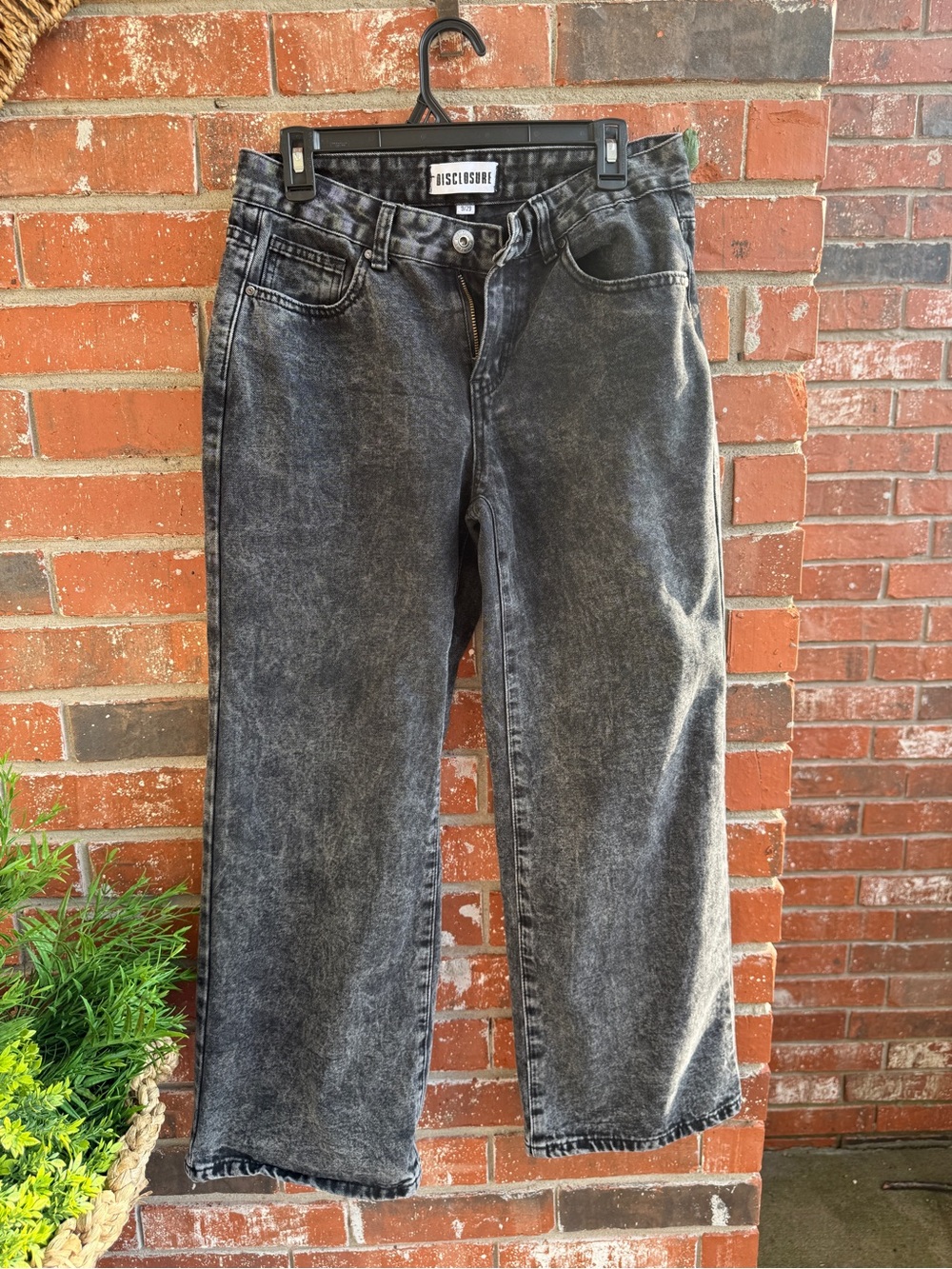 Disclosure Acid Wash Wide Leg Jeans - Black Gray